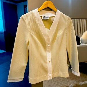 Vintage Malibu Womens Top Ecru and White Size 10